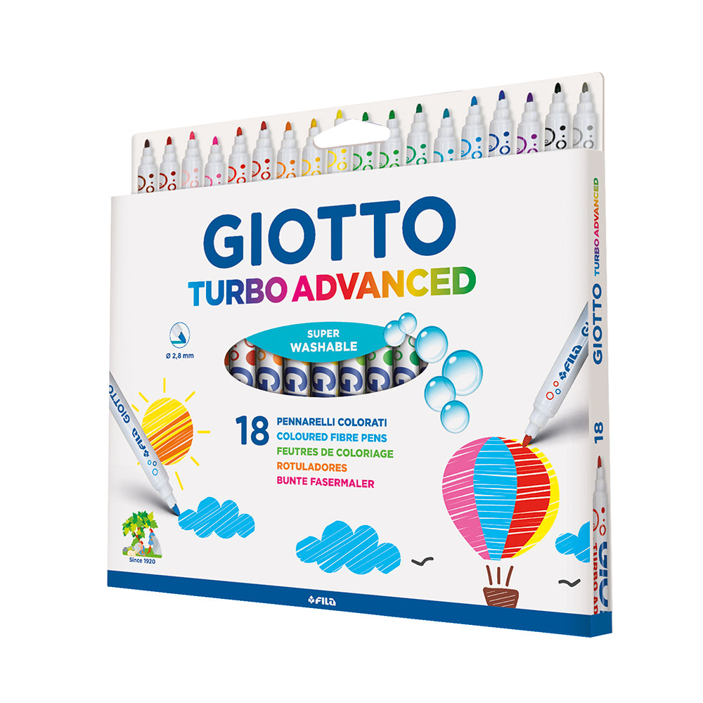 Giotto Turbo Advanced Super Washable Fibre Pens Set of 18