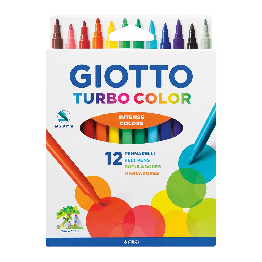 Giotto Turbo Advanced Super Washable Fibre Pens Set of 12