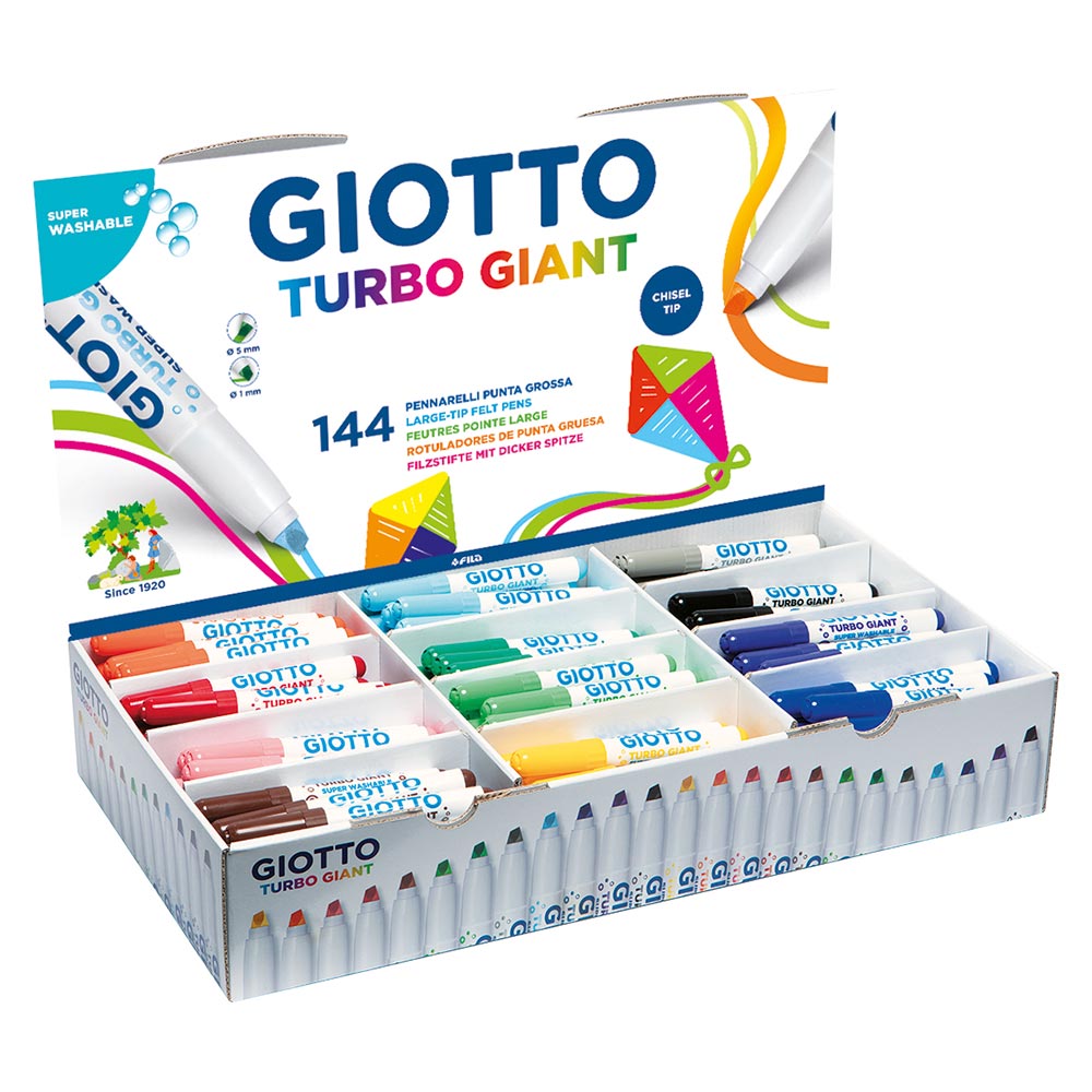 Giotto Turbo Large Super Washable Fibre Pens Assorted Colours Set of 144