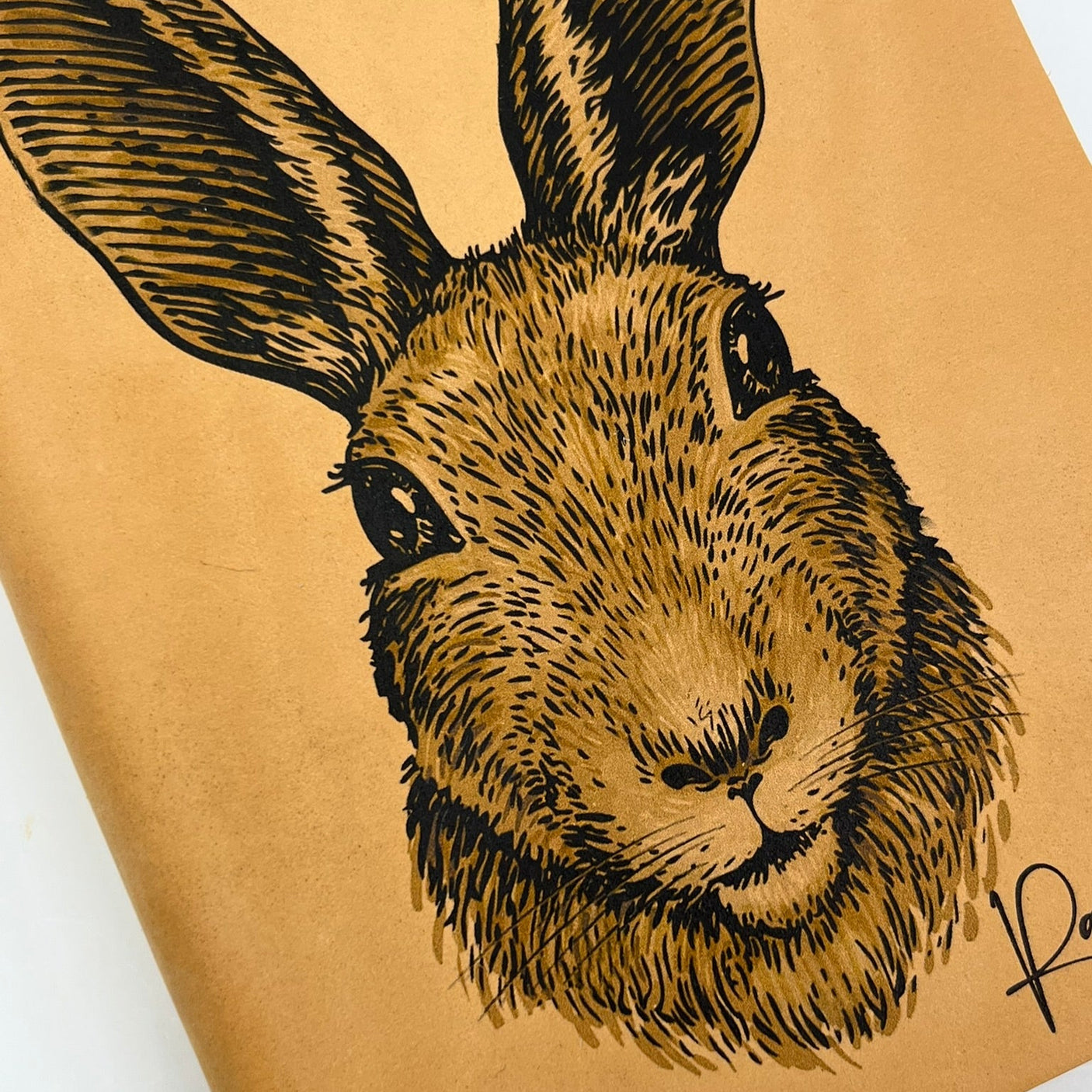 Diarpell Leather Rabbit Journal with Lined Ivory Pages