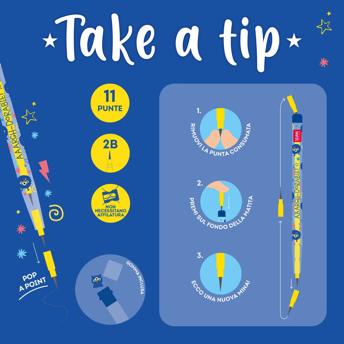 Legami Stackable Pencils Monster