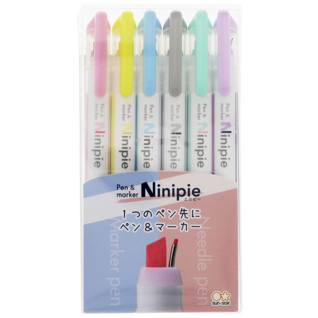 Sun-Star NINIPIE Highlight and Mark Pen Set of 6