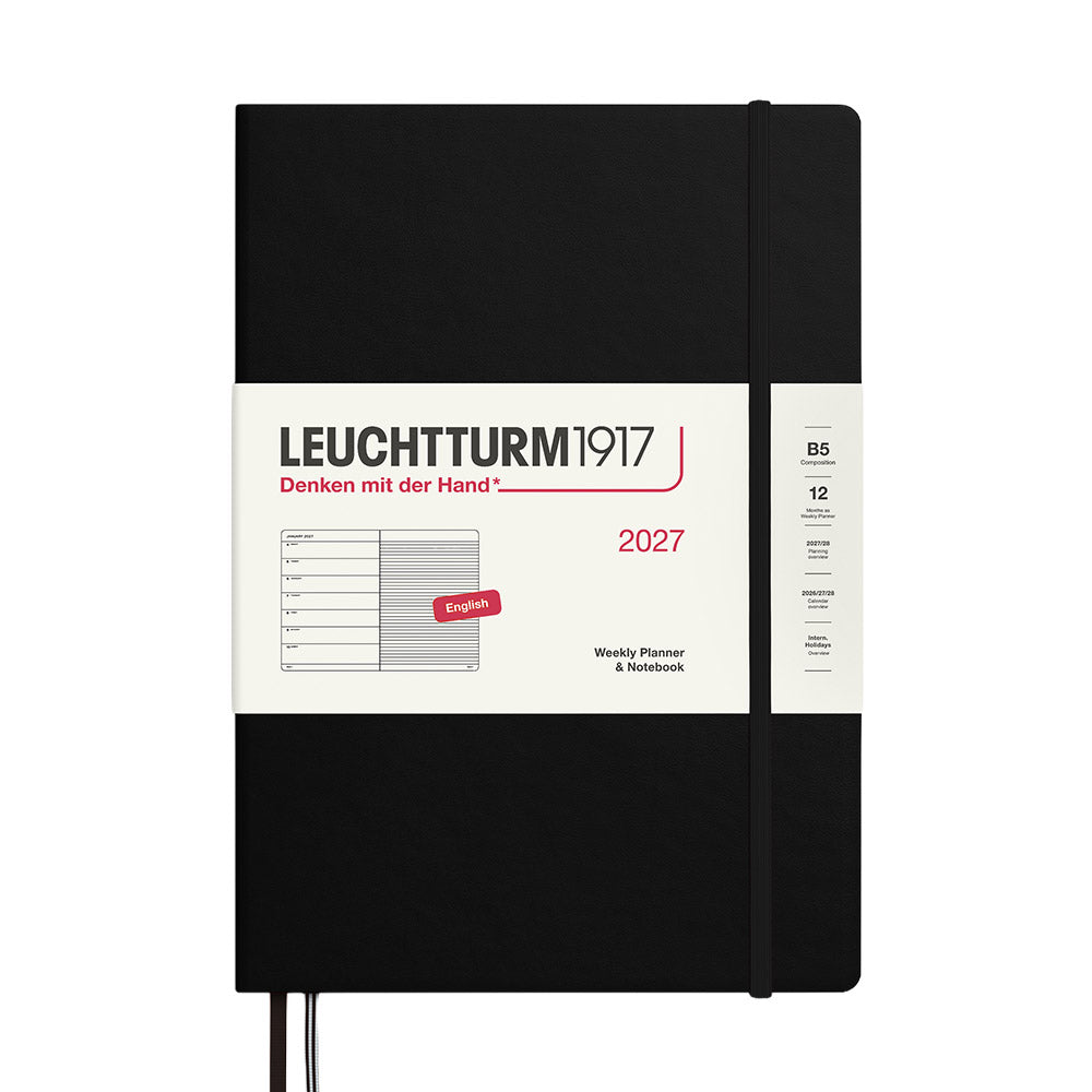 LEUCHTTURM1917 Weekly Planner & Notebook 2027 Hardcover Composition B5 Black