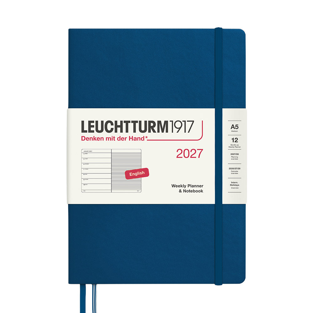 LEUCHTTURM1917 Weekly Planner & Notebook 2027 Hardcover Medium A5 Indigo