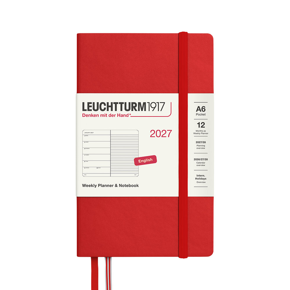 LEUCHTTURM1917 Weekly Planner & Notebook 2027 Hardcover Pocket A6 Cherry