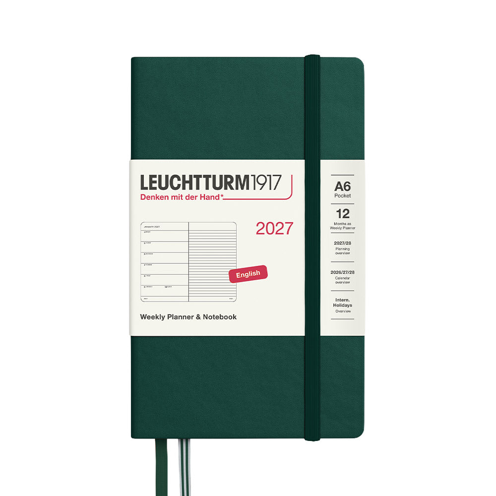 LEUCHTTURM1917 Weekly Planner & Notebook 2027 Hardcover Pocket A6 Forest Green