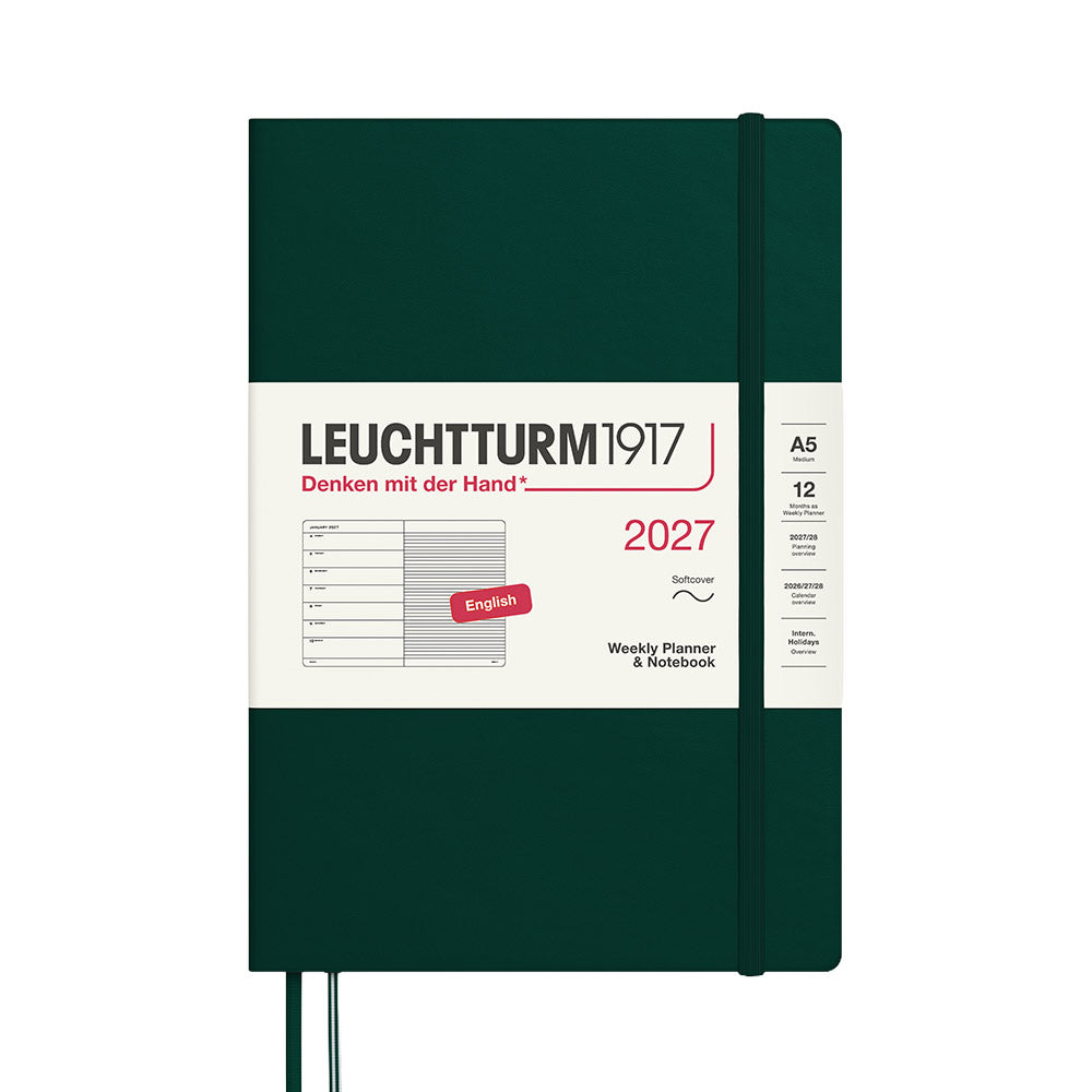 LEUCHTTURM1917 Weekly Planner & Notebook 2027 Softcover Medium A5 Forest Green