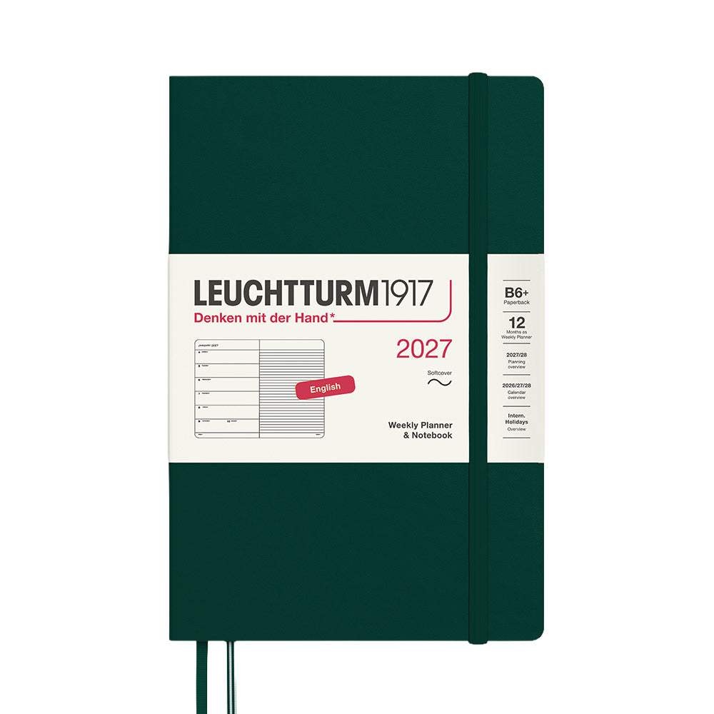 LEUCHTTURM1917 Weekly Planner & Notebook 2027 Softcover Paperback B6+ Forest Green