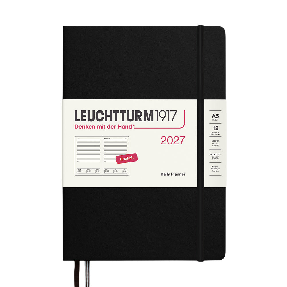 LEUCHTTURM1917 Daily Planner 2027 Hardcover Medium A5 Black