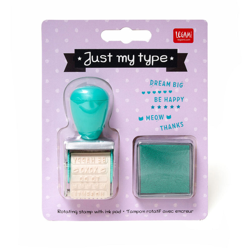 Legami Just My Type Rotating Stamp With Ink Pad by Legami at Cult Pens