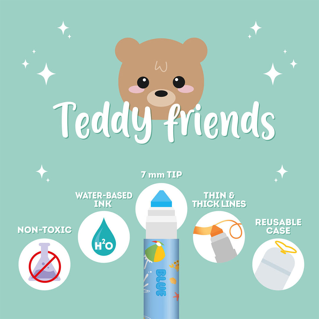 Legami Brush Markers Set of 12 Teddy Friends