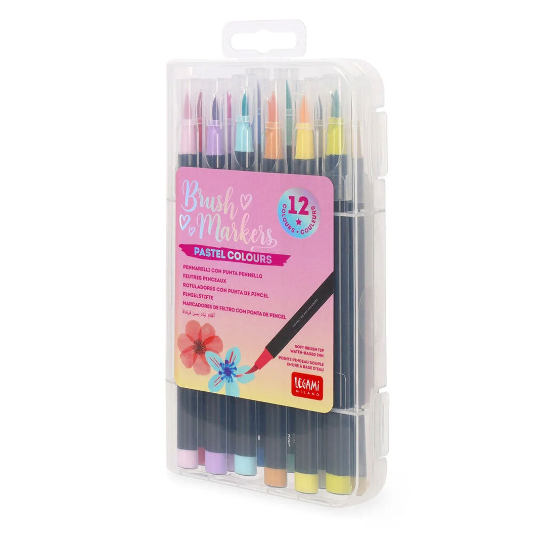 Legami Brush Markers Set of 12 Pastel Colours