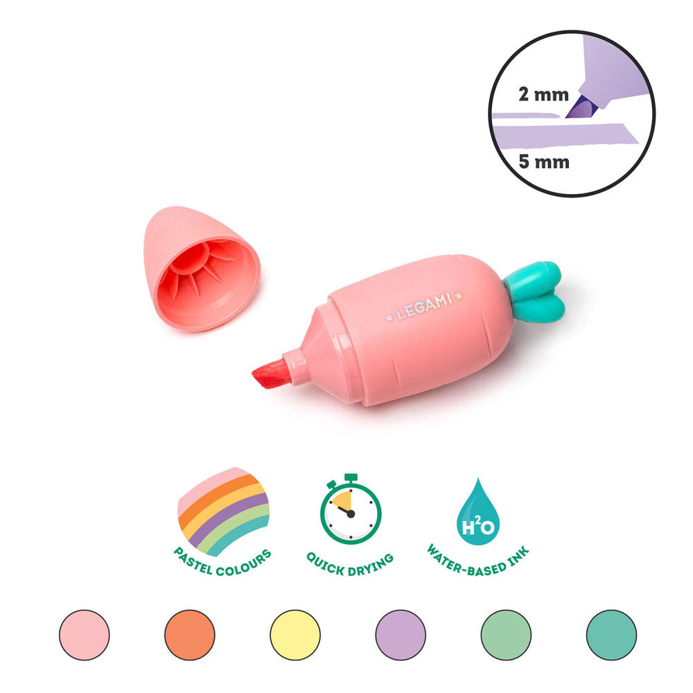 Legami Carrate Mini Highlighters set of 6 by Legami at Cult Pens