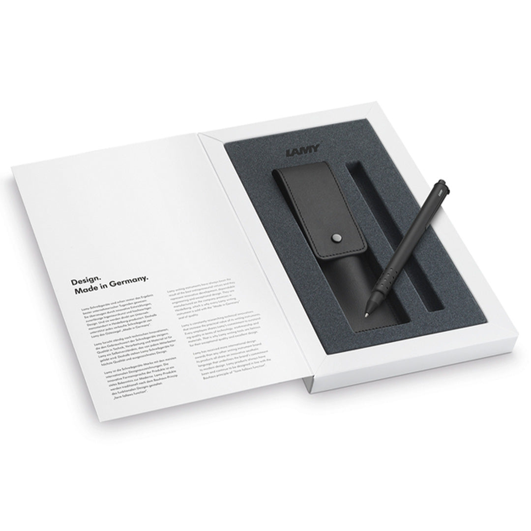 LAMY 331 TR swift Black Rollerball Pen and Leather Pouch set