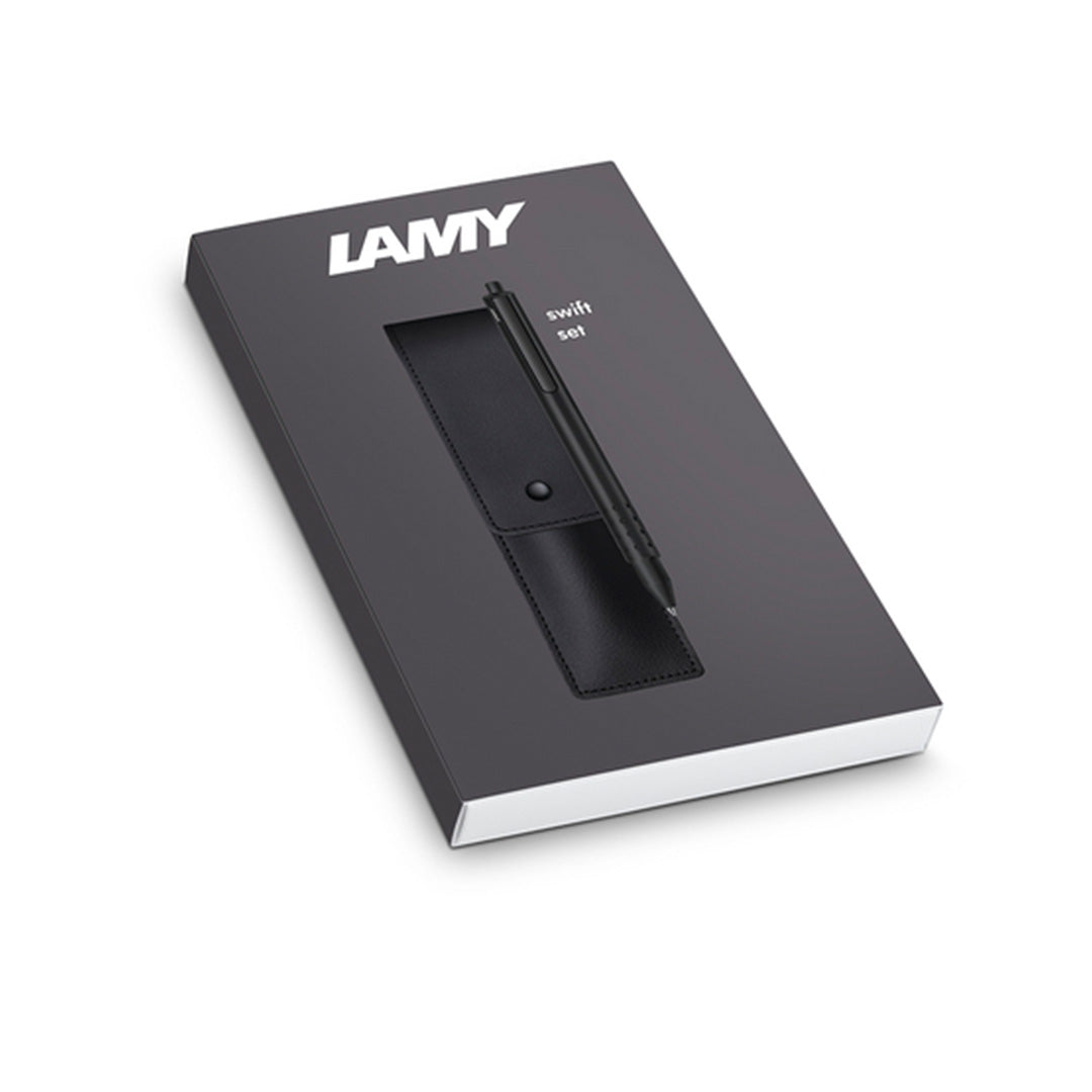 LAMY 331 TR swift Black Rollerball Pen and Leather Pouch set