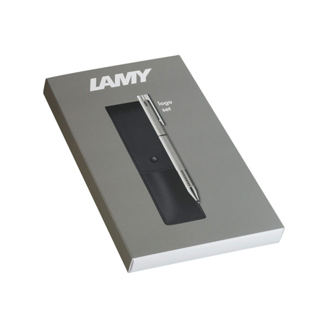 LAMY 606 MS logo Brushed Twin Pen and Leather Pouch set