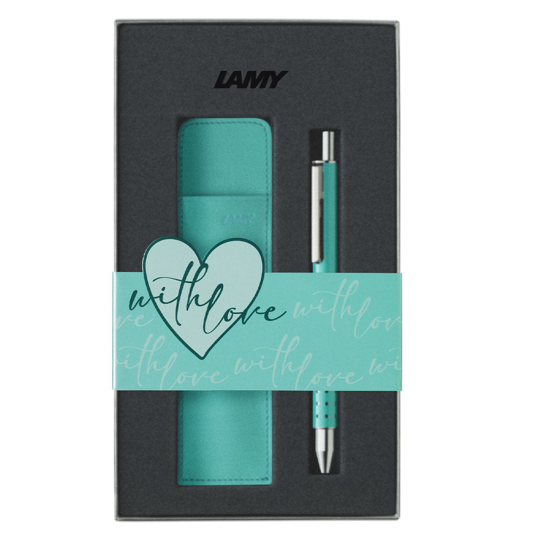 LAMY swift Rollerball Pen Gift Set with Leather Case Lagoon Special Edition