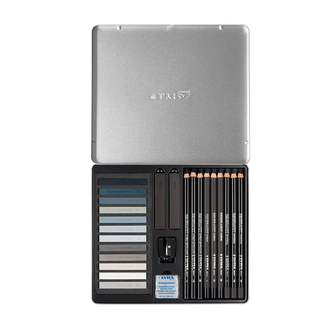 Lyra Rembrandt Grey Tones Sketching Set of 25 in Metal Tin