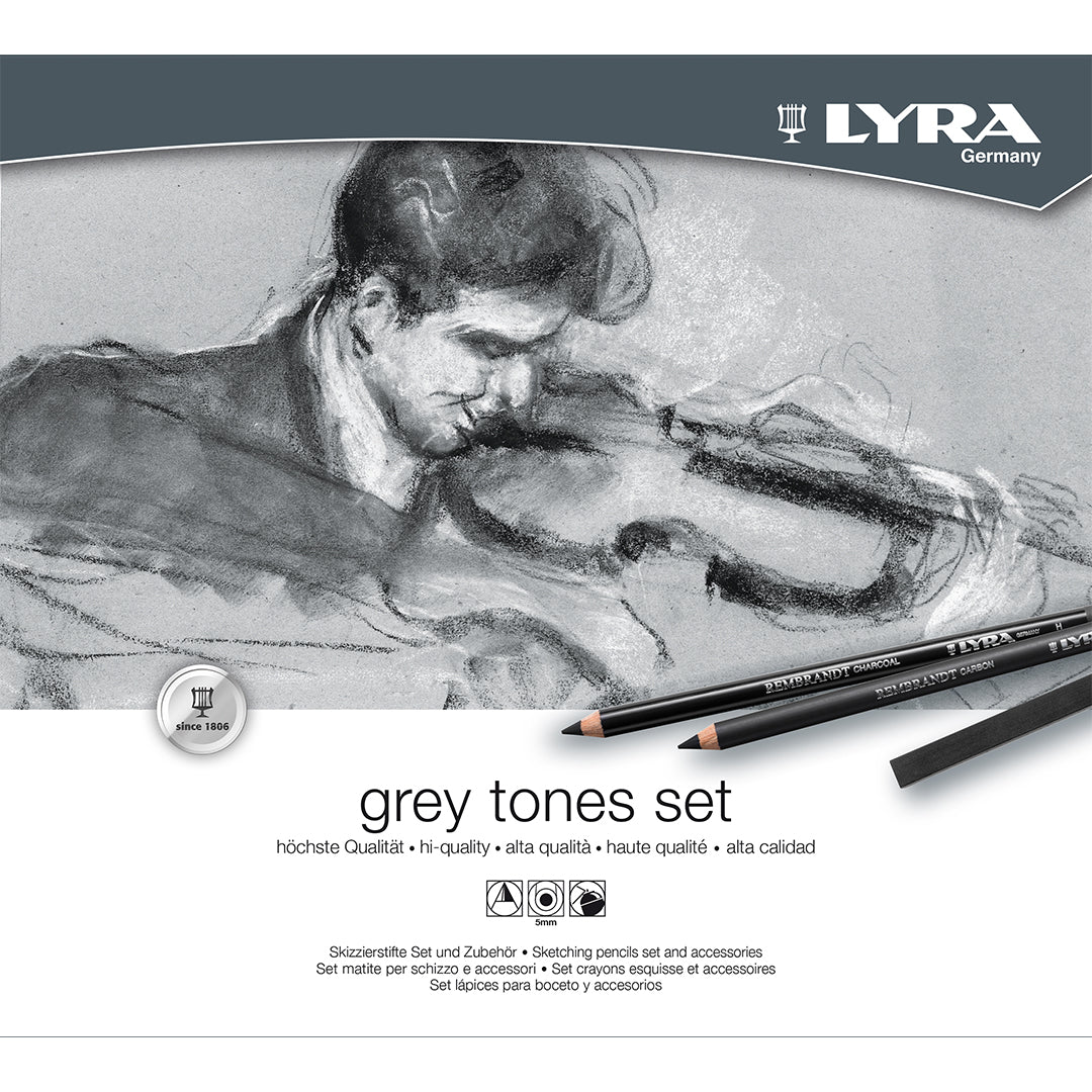 Lyra Rembrandt Grey Tones Sketching Set of 25 in Metal Tin