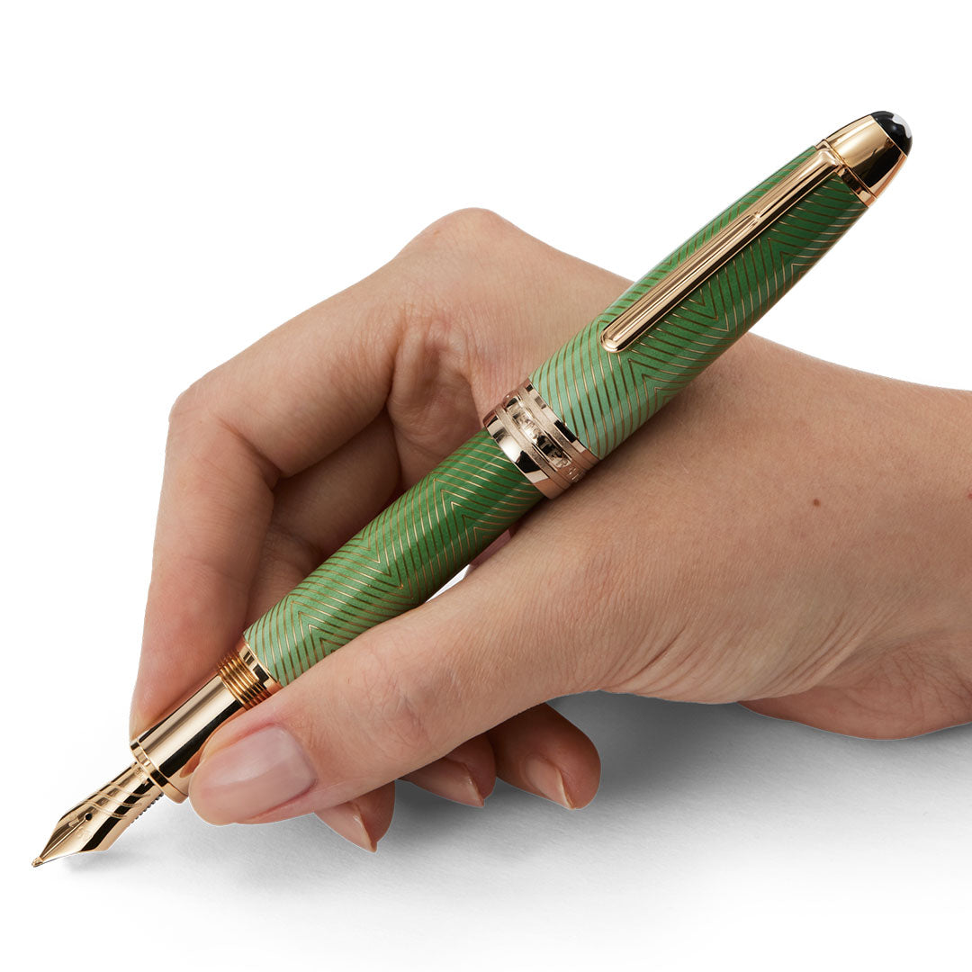 Montblanc Meisterstuck Calligraphy Solitaire Celadon Degrade Fountain Pen Curved Nib