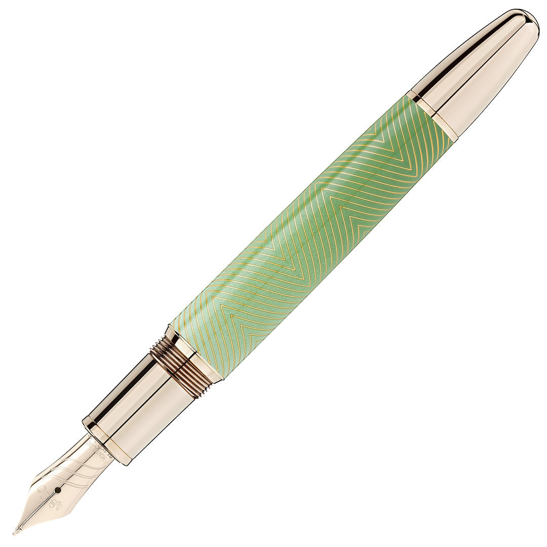 Montblanc Meisterstuck Calligraphy Solitaire Celadon Degrade Fountain Pen Curved Nib