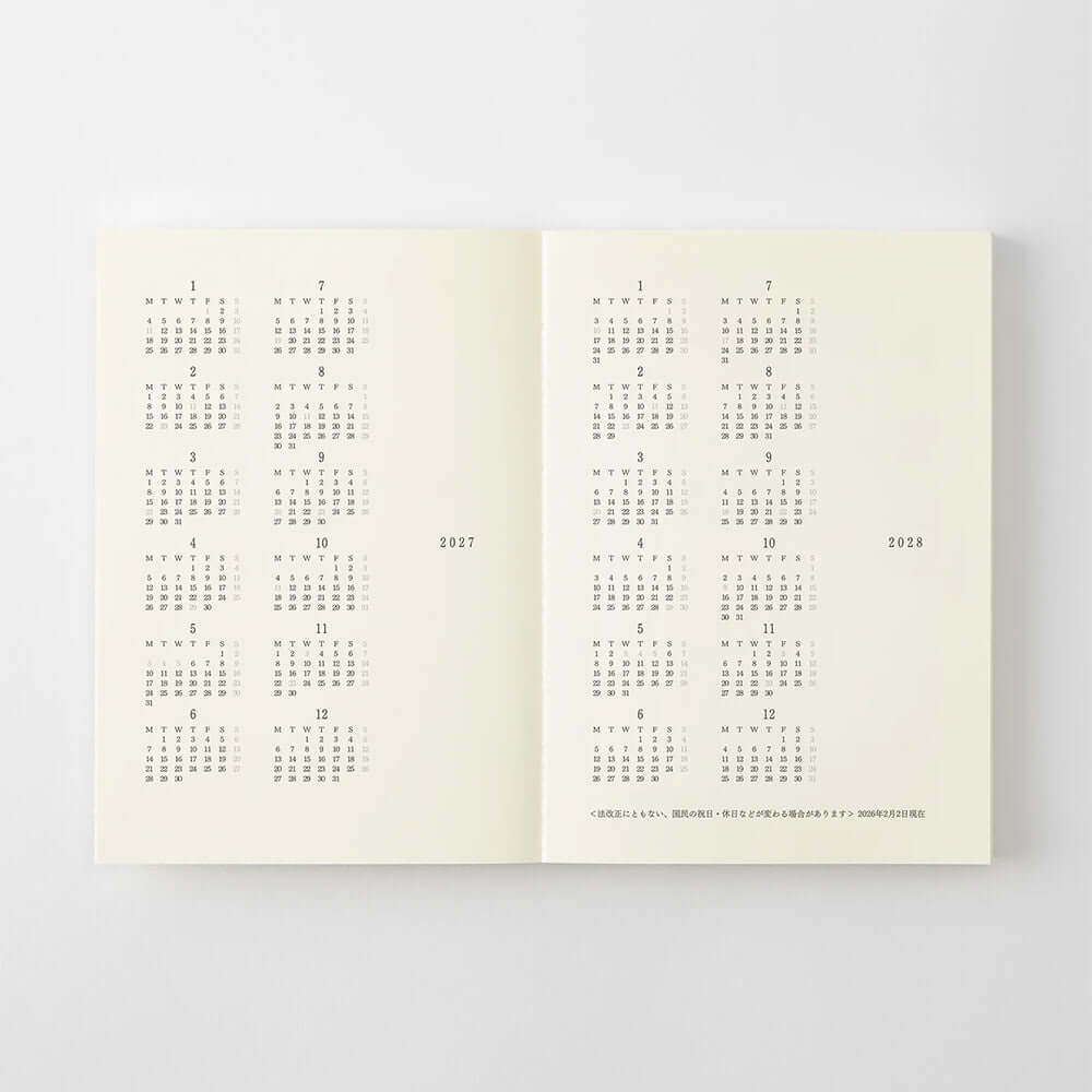 Midori Notebook Diary 2027 A6