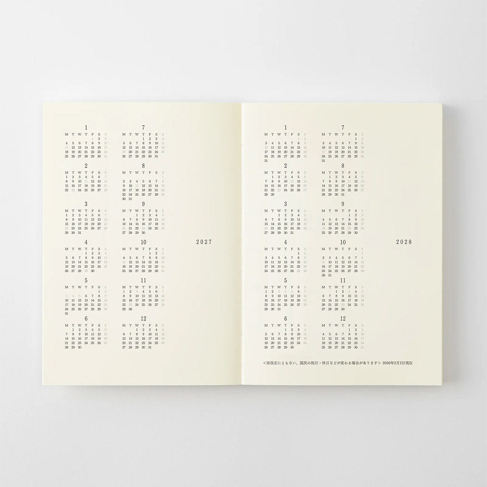 Midori Notebook Diary 2027 A6