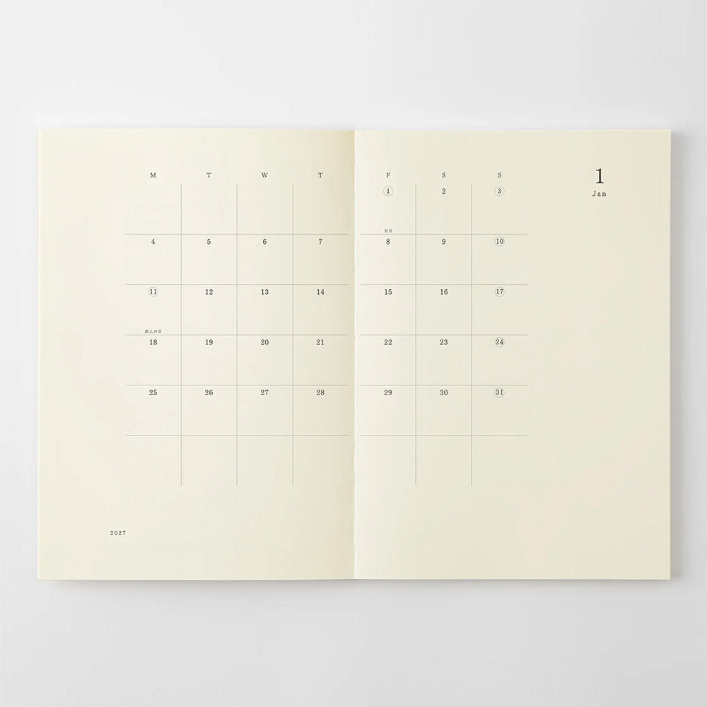 Midori Notebook Diary 2027 A5 Thin