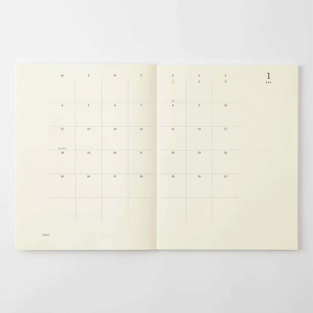 Midori Notebook Diary 2027 A4 Thin