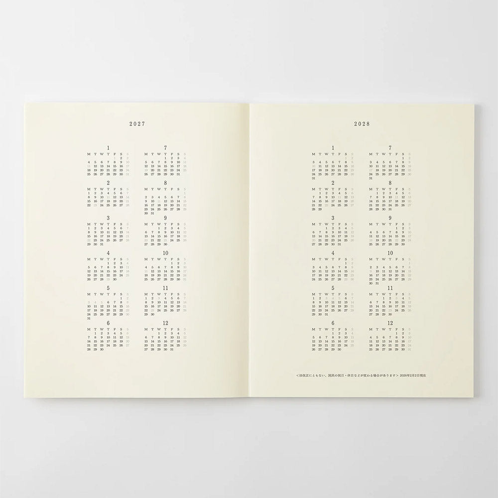 Midori Notebook Diary 2027 A4 Thin