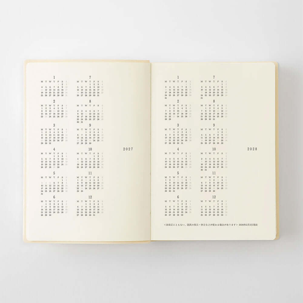 Midori Notebook Daily Diary 2027 A6