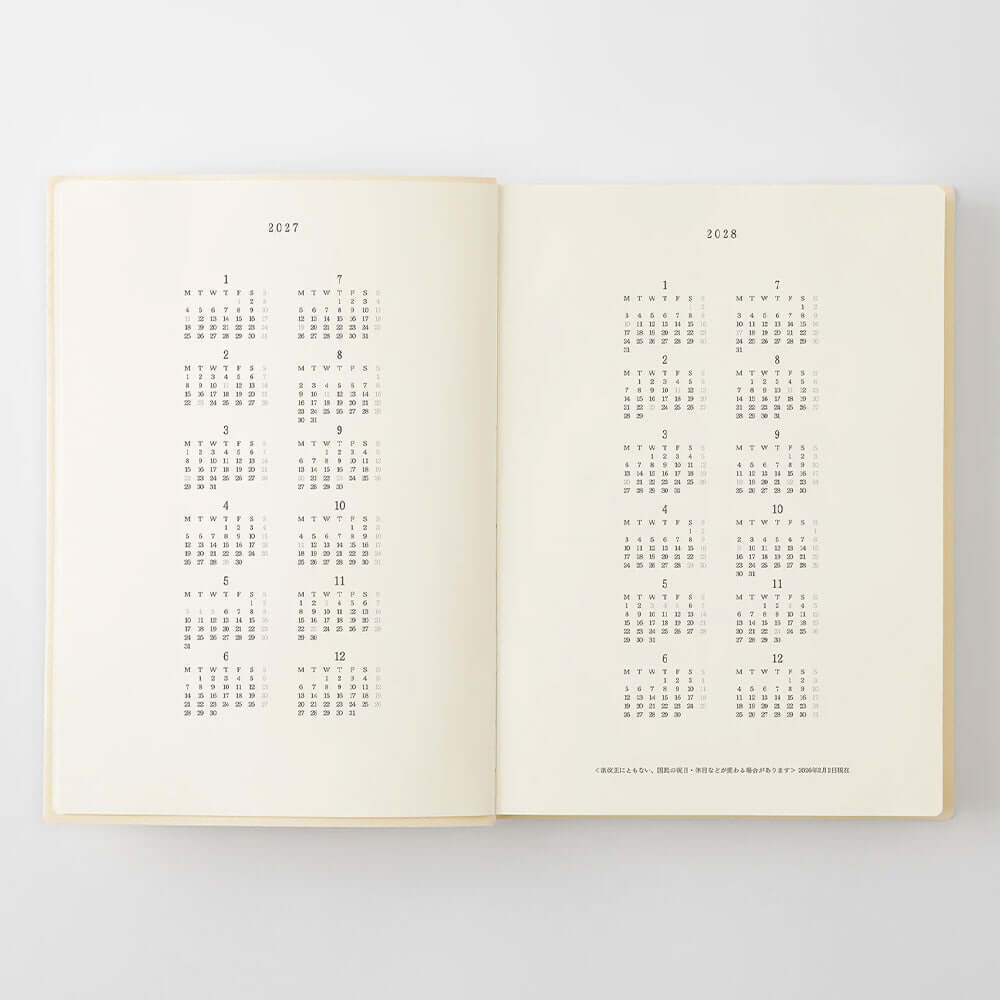 Midori Notebook Daily Diary 2027 A5