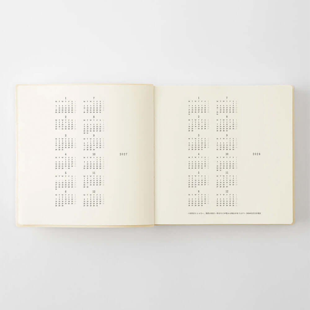 Midori Notebook Daily Diary 2027 A5 Squared