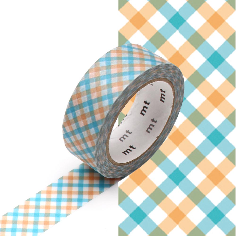 mt Washi Masking Tape - 15mm x 7m - Overlap Checkered Orange