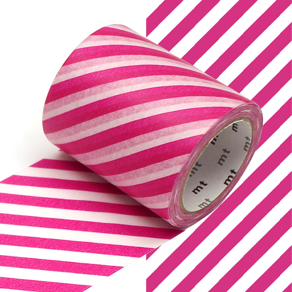 mt Washi Masking Tape - 50mm x 7m - Stripe Magenta