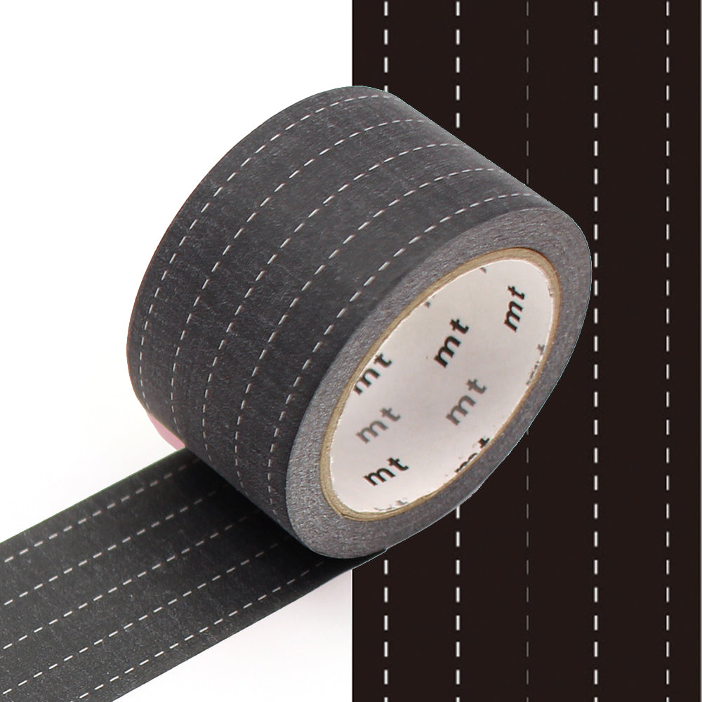 mt Washi Masking Tape - 25mm x 7m - Dotted Line Black
