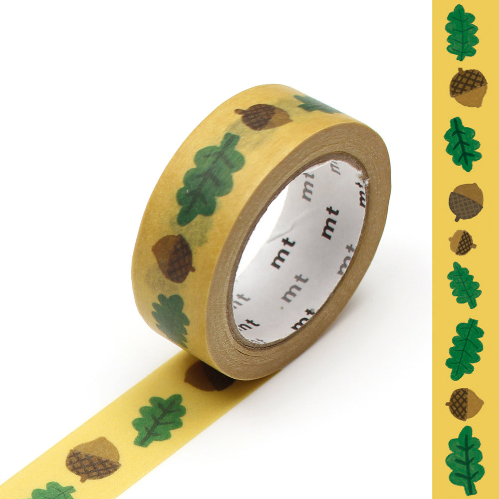 mt Washi Masking Tape - 15mm x 7m - Leaves And Acorns