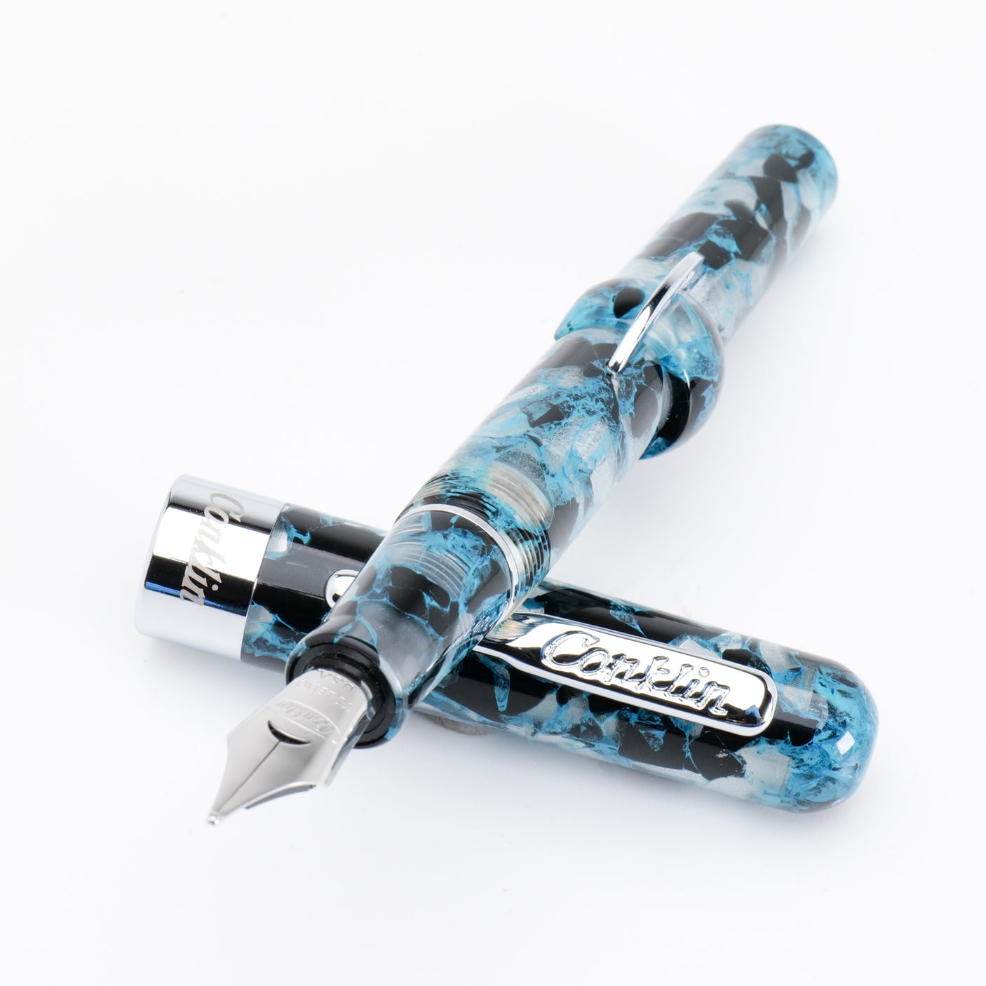 Conklin Mark Twain Crescent Filler Fountain Pen Blue Array