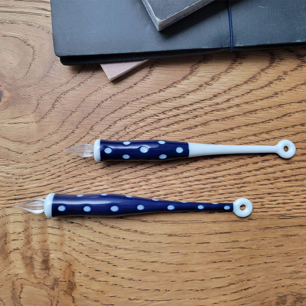 HIZEN5 Saga Collective Japanese Ceramic Glass Dip Pen Ureshino Polka Dots
