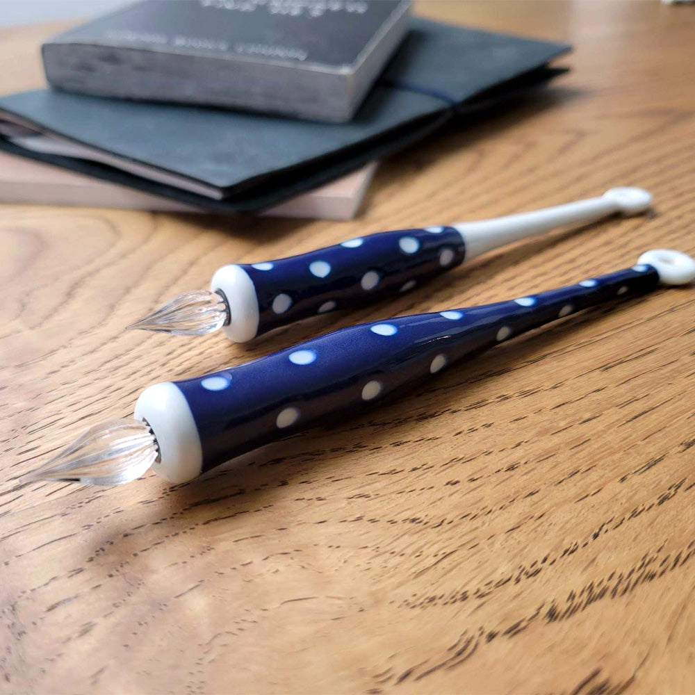 HIZEN5 Saga Collective Japanese Ceramic Glass Dip Pen Ureshino Polka Dots