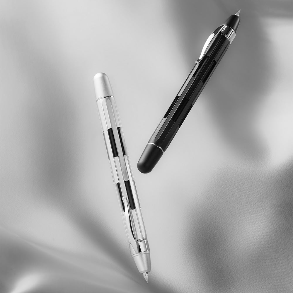 Nahvalur Eclipse Retractable Fountain Pen Pure Silver