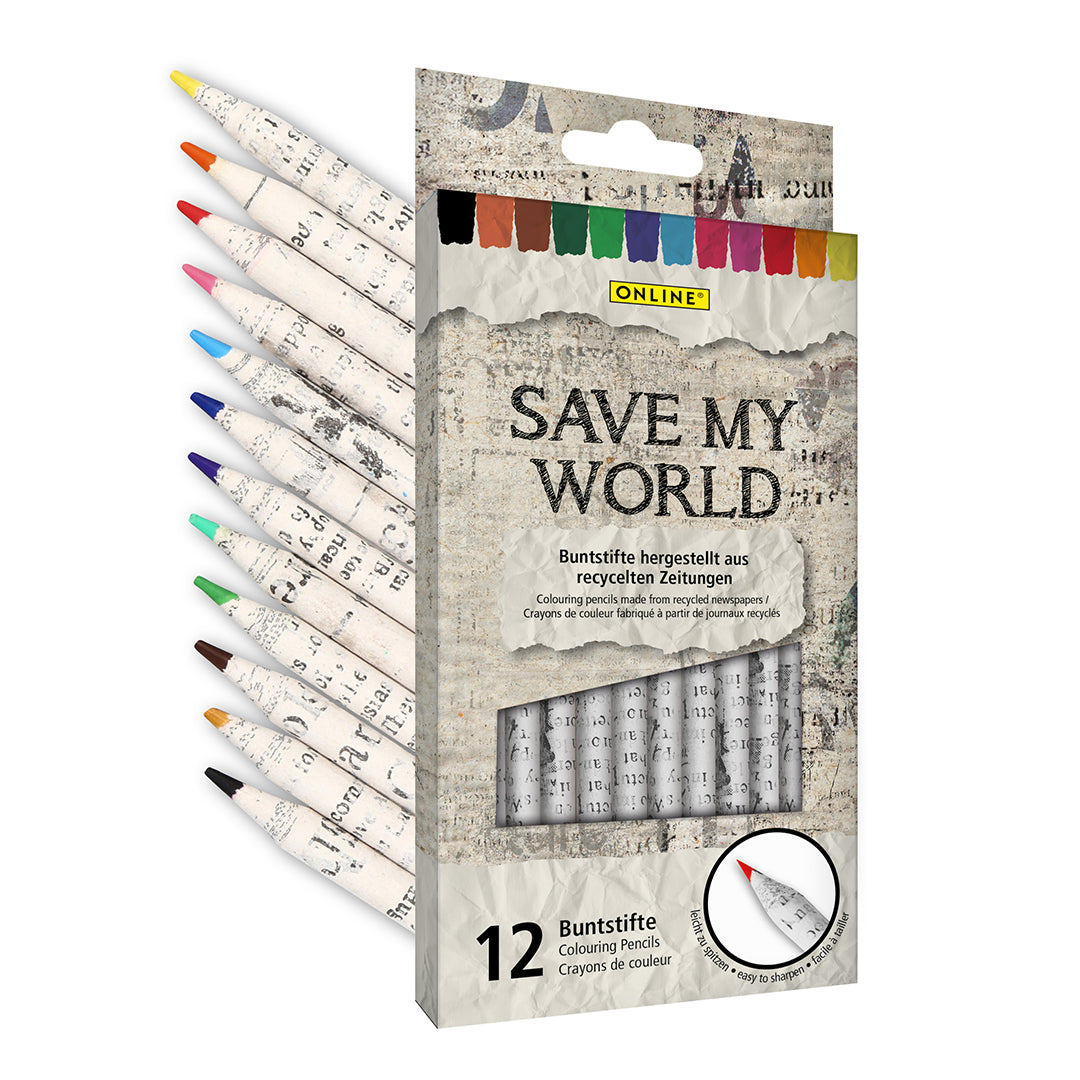ONLINE Recycled Paper Colouring Pencil Set of 12