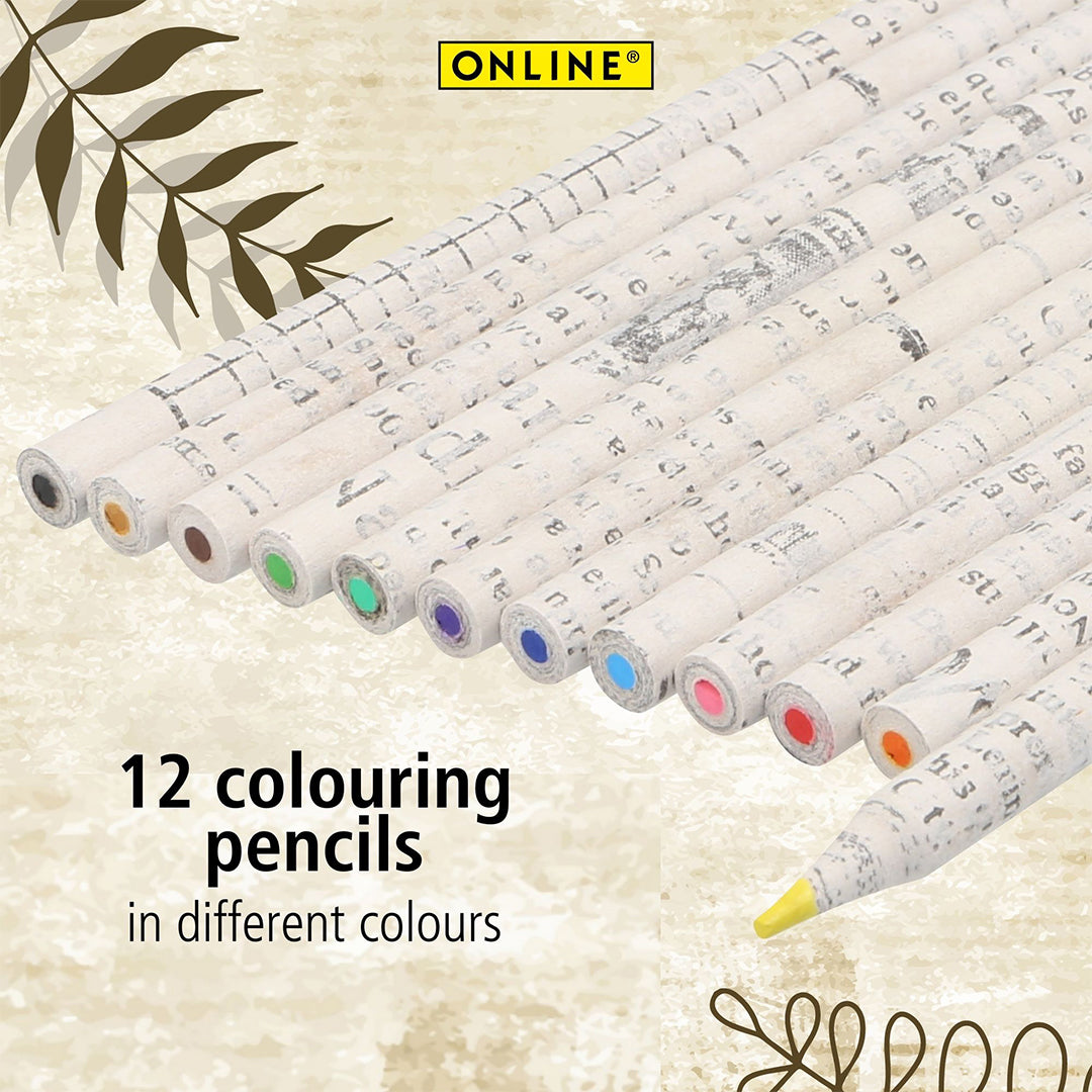 ONLINE Recycled Paper Colouring Pencil Set of 12