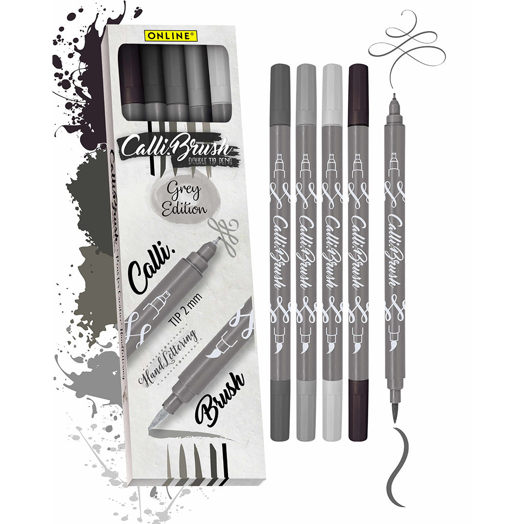 ONLINE Calligraphy Brush Set of 5 Grey