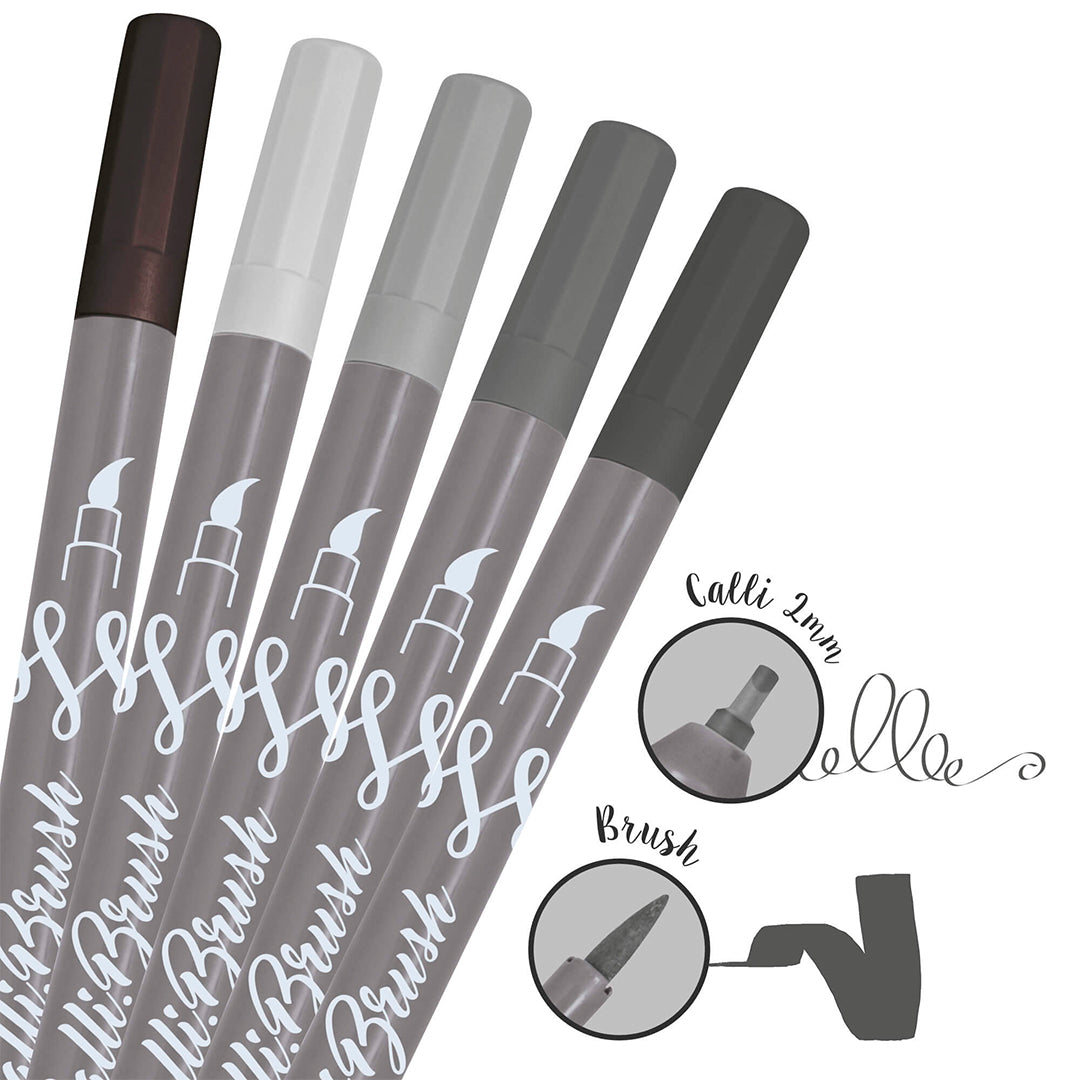 ONLINE Calligraphy Brush Set of 5 Grey