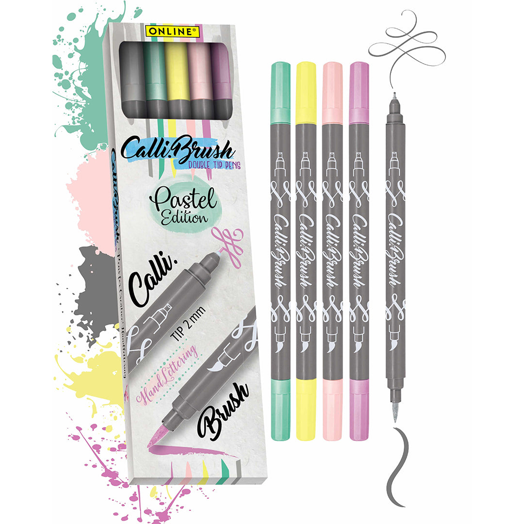 ONLINE Calligraphy Brush Set of 5 Pastel
