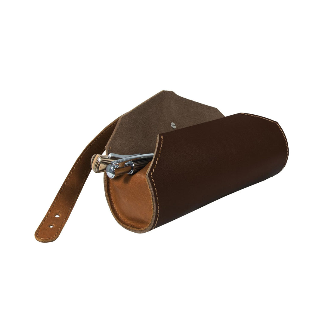 ONLINE Leather Pen Roll Pouch Brown