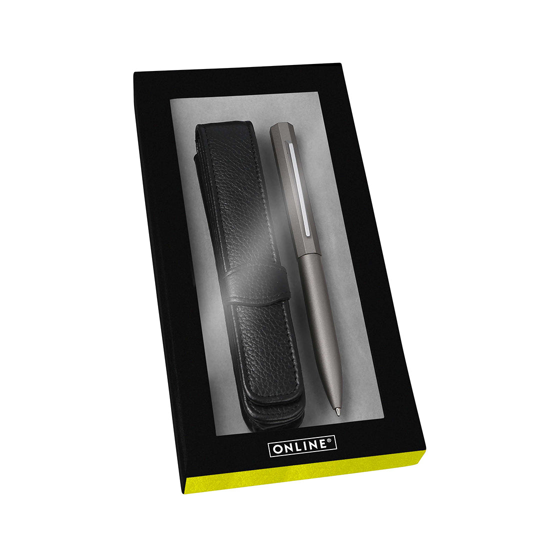 ONLINE Octopen Aluminum Ballpoint and Leather Case Gift Set Grey