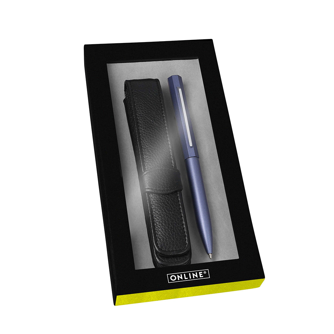ONLINE Octopen Aluminum Ballpoint and Leather Case Gift Set Blue