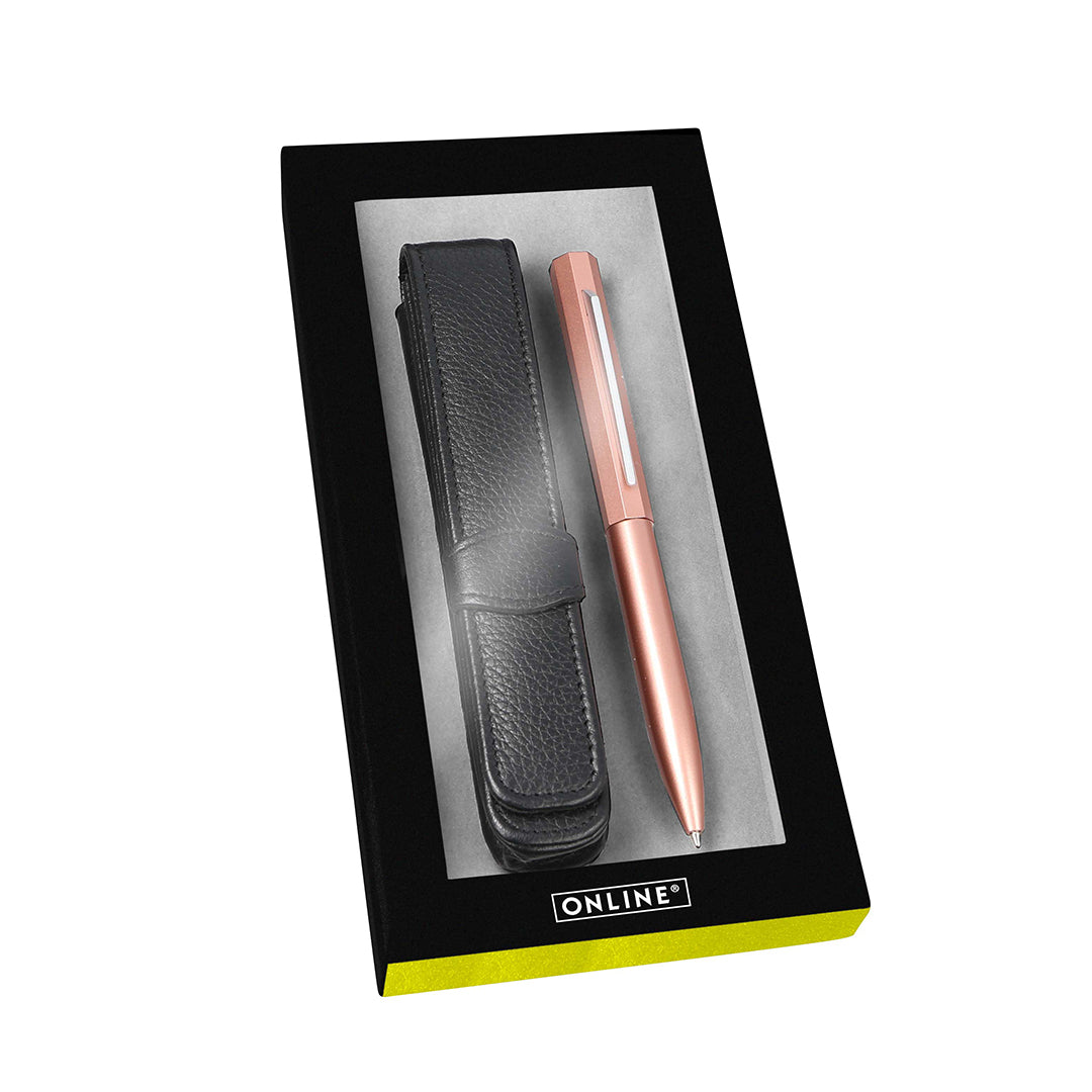 ONLINE Octopen Aluminum Ballpoint and Leather Case Gift Set Rose Gold